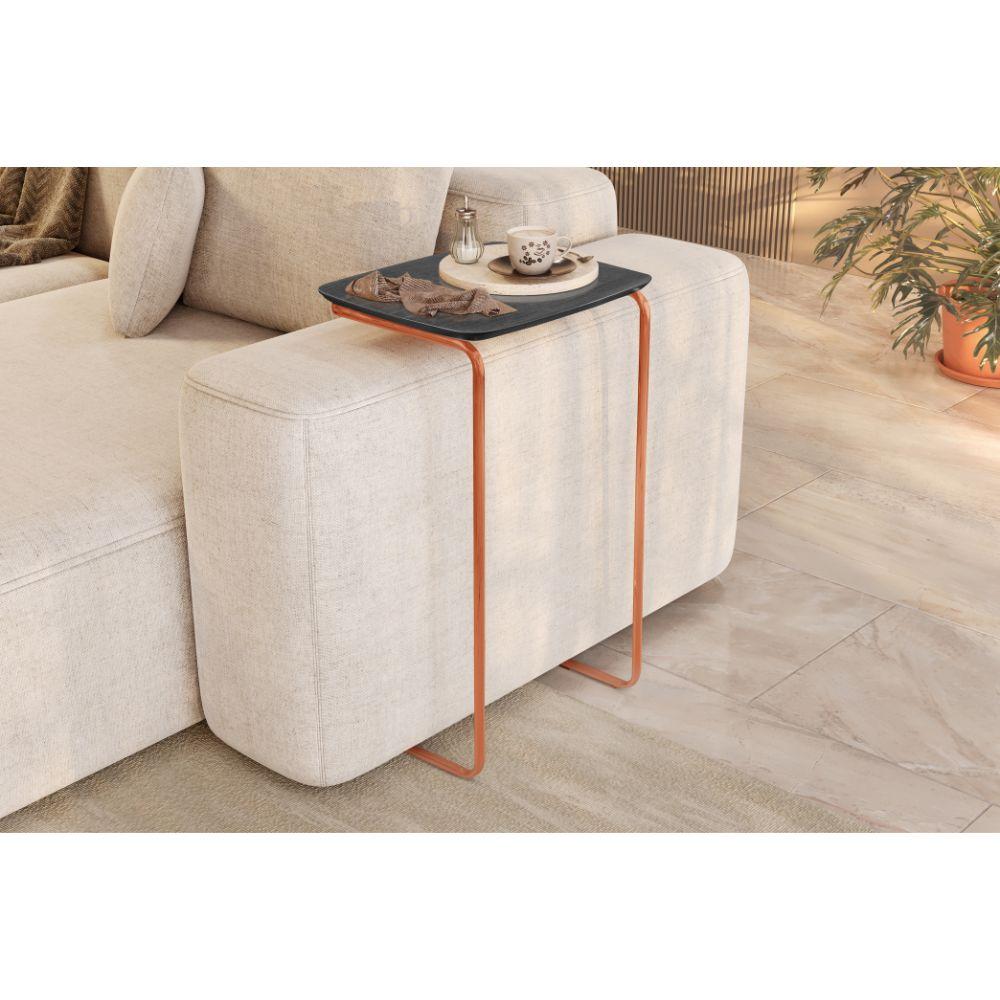 Mesa de Apoio Slim Ébano em Metal Cobre