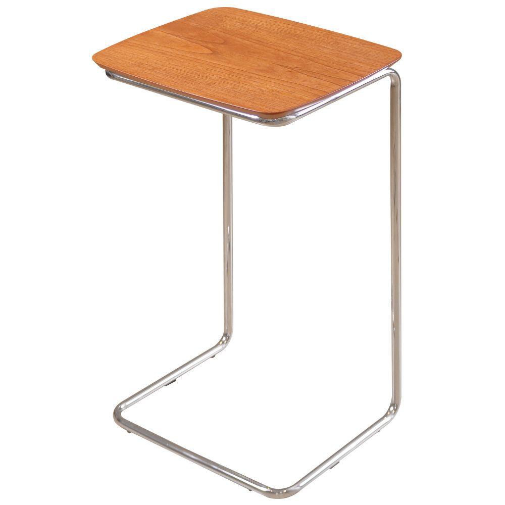 Mesa de Apoio Slim Castanho em Metal Cromado