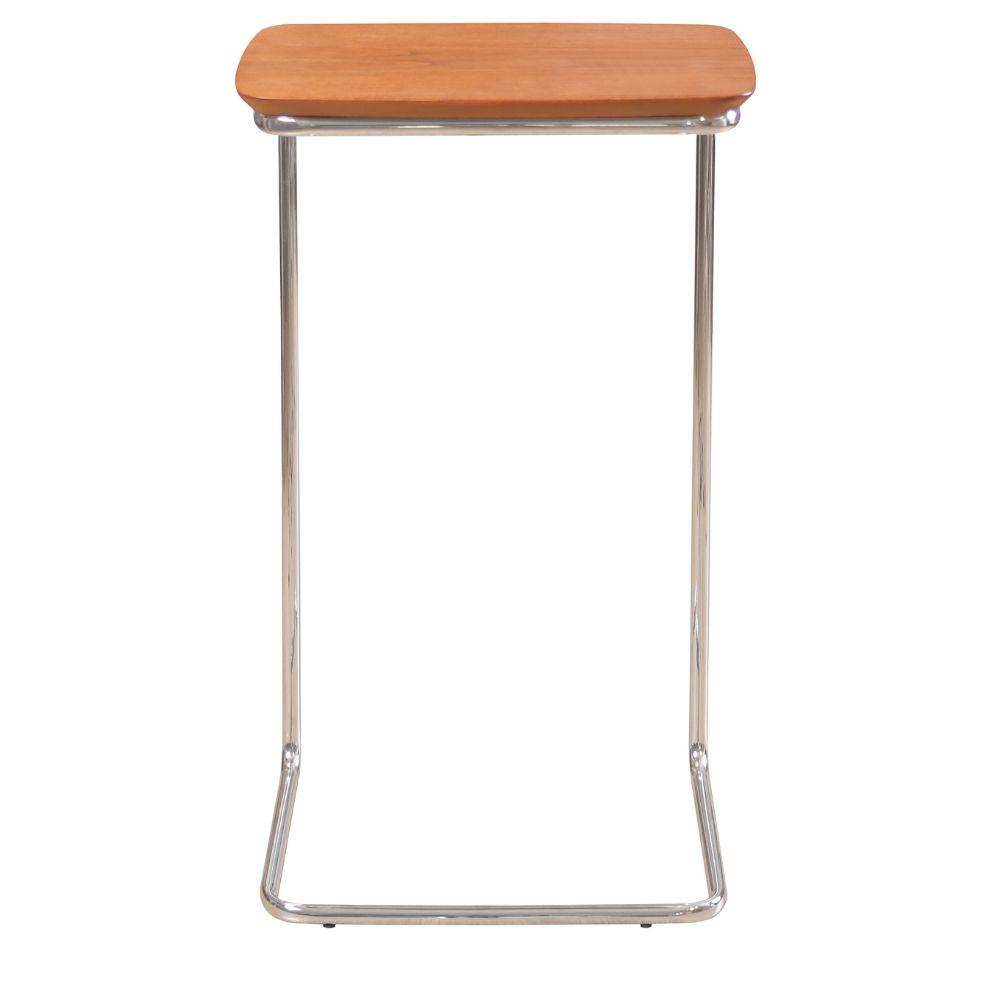 Mesa de Apoio Slim Castanho em Metal Cromado