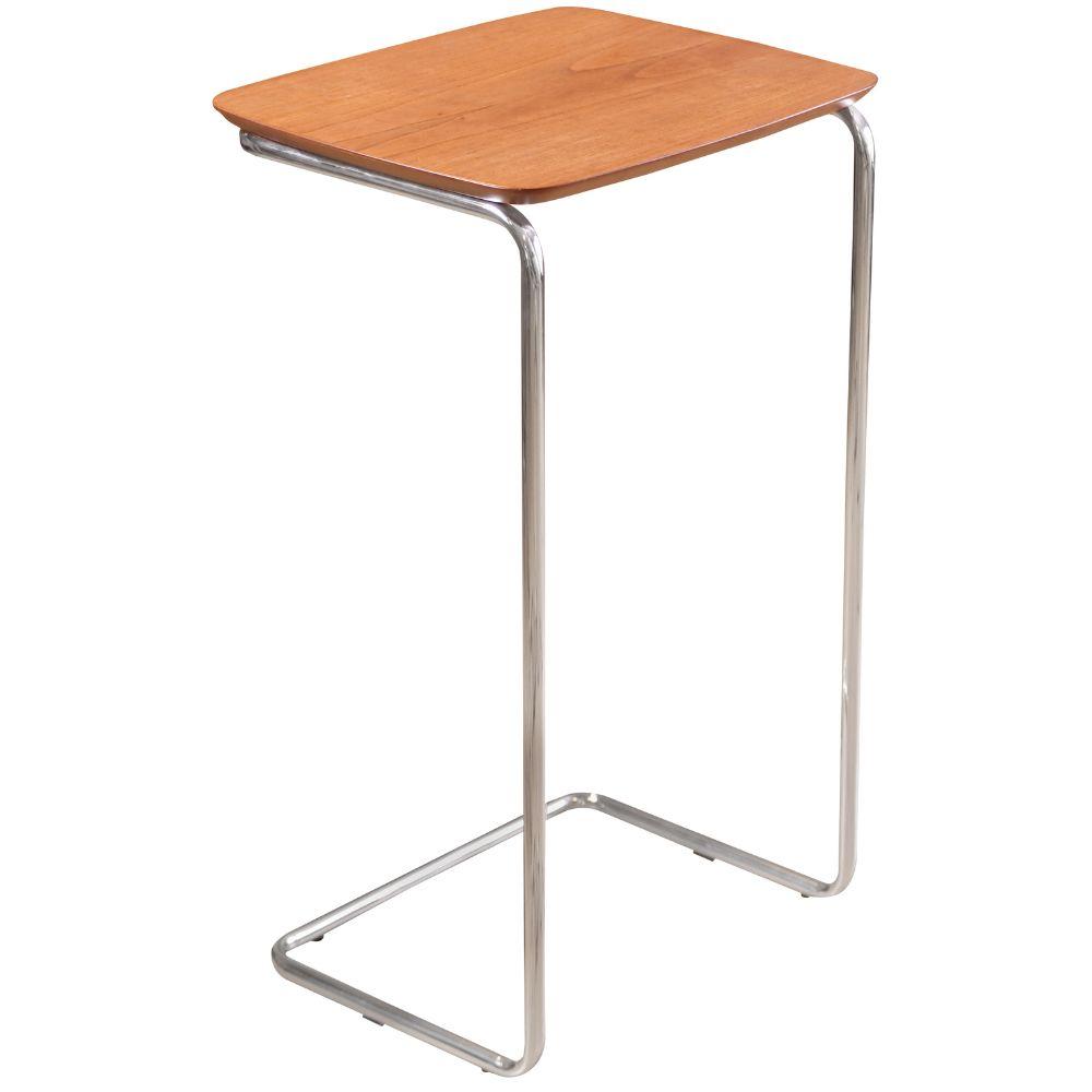 Mesa de Apoio Slim Castanho em Metal Cromado
