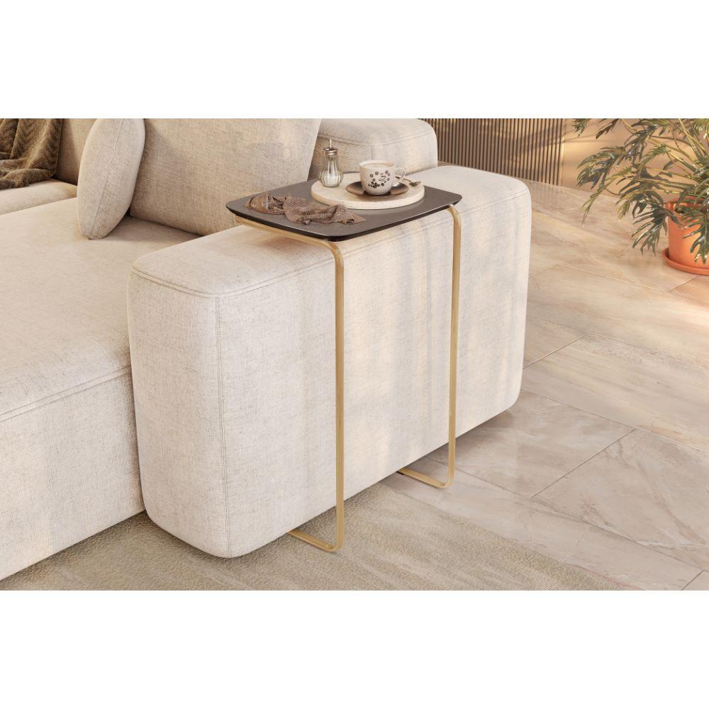 Mesa de Apoio Slim Concreto em Metal Ouro