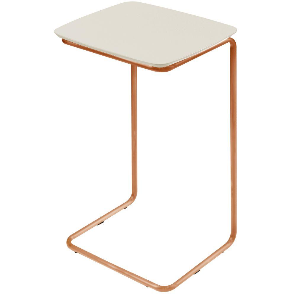 Mesa de Apoio Slim Off White em Metal Cobre