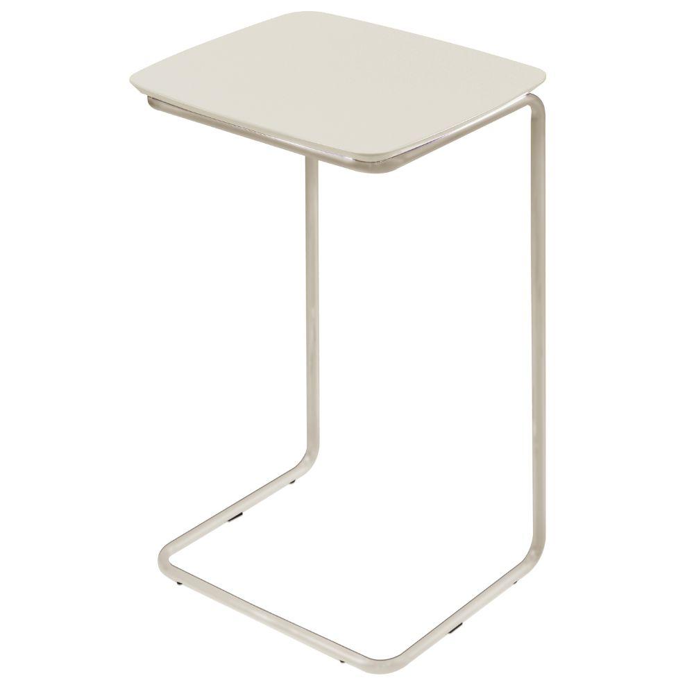 Mesa de Apoio Slim Off White em Metal Cromado