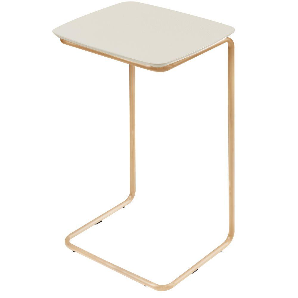 Mesa de Apoio Slim Off White em Metal Ouro