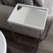 Mesa de Apoio para Sofá Bandeja Espelhada Laca Branca Base Cromada