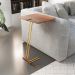 Mesa de Apoio para Sofá Castanho com Base em Metal Dourado