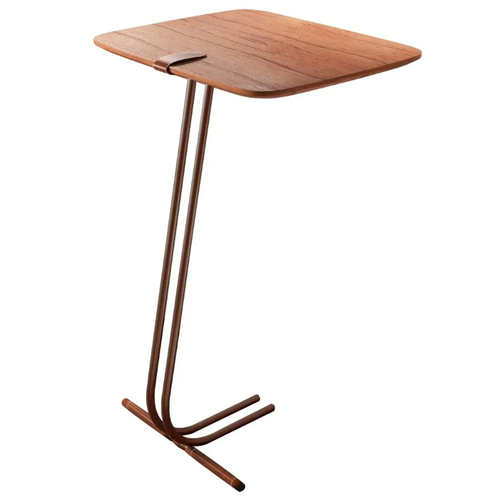 Mesa de Apoio para Sofá Castanho em Metal Café