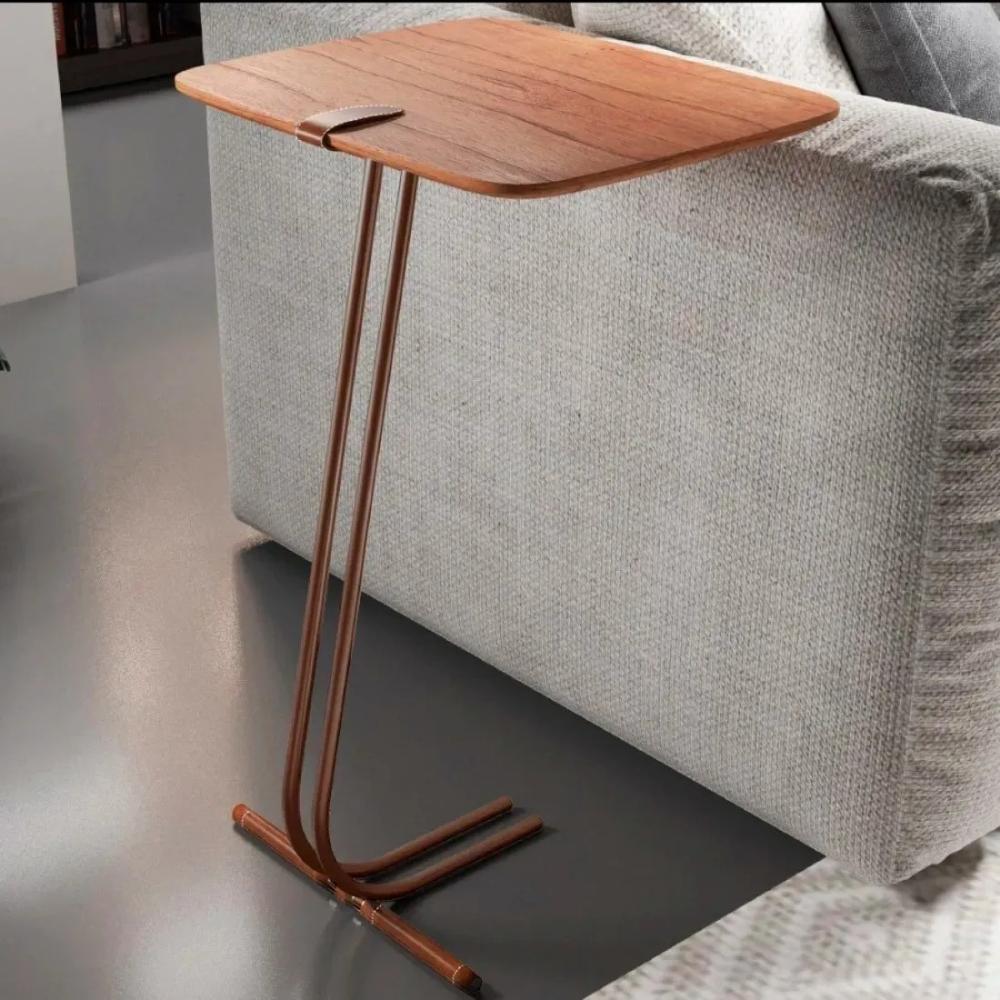 Mesa de Apoio para Sofá Castanho em Metal Café