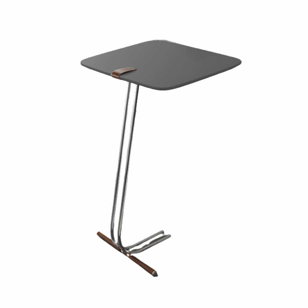Mesa de Apoio para Sofá Concreto com Base em Metal Cromado