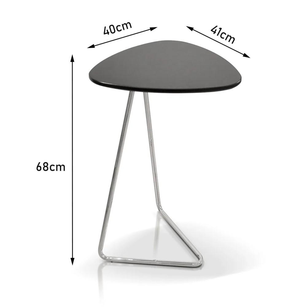 Mesa de Apoio para Sofá Folha Castanho Base Metal Cromado 68 cm