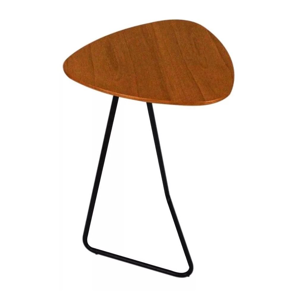 Mesa de Apoio para Sofá Folha Castanho em Metal Preto 69 cm