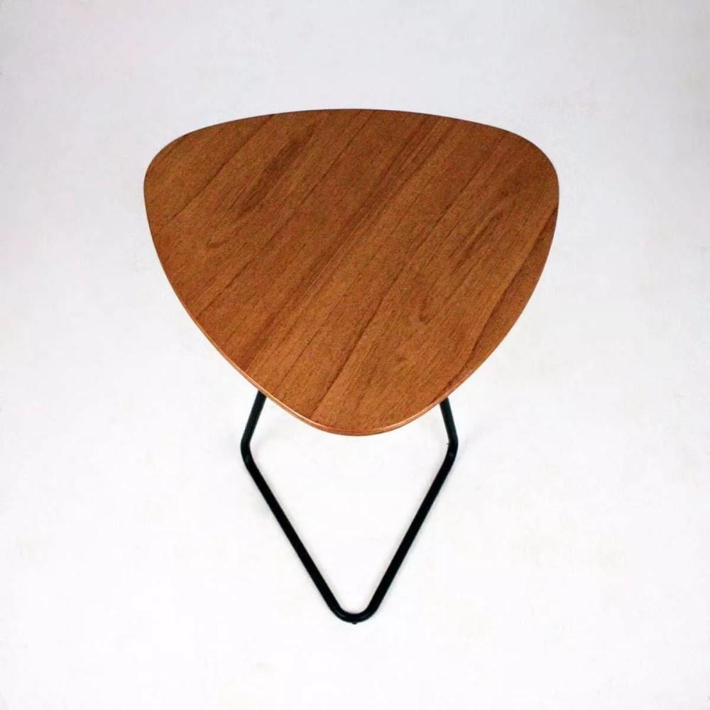 Mesa de Apoio para Sofá Folha Castanho em Metal Preto 69 cm