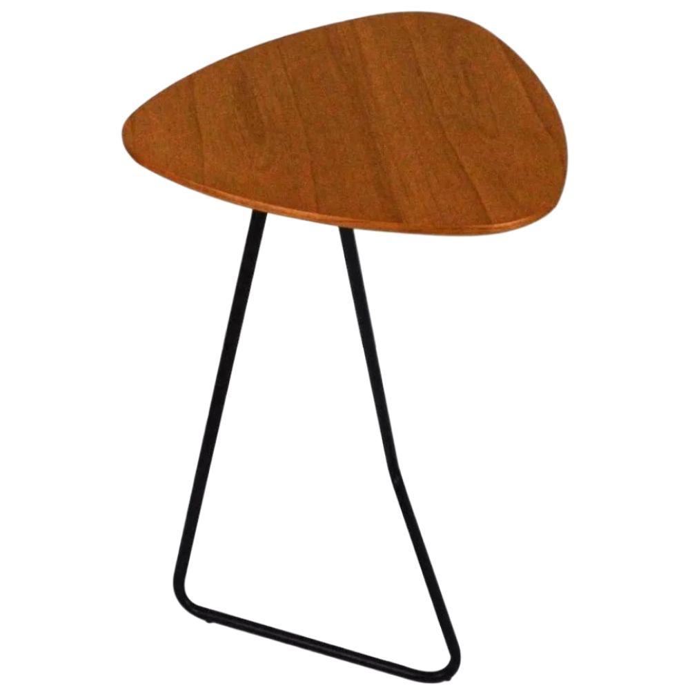 Mesa de Apoio para Sofá Folha Castanho em Metal Preto 69 cm