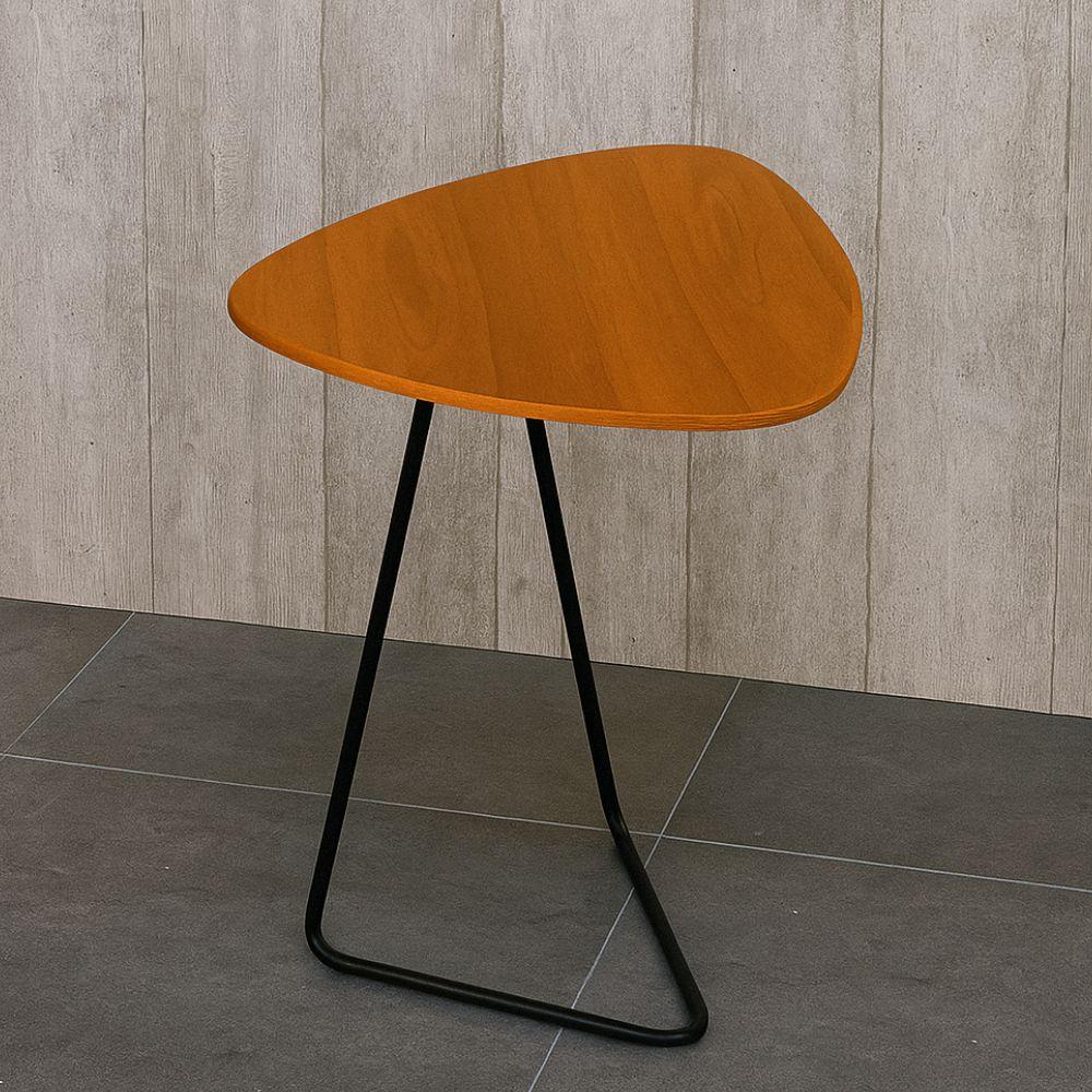 Mesa de Apoio para Sofá Folha Castanho em Metal Preto 69 cm