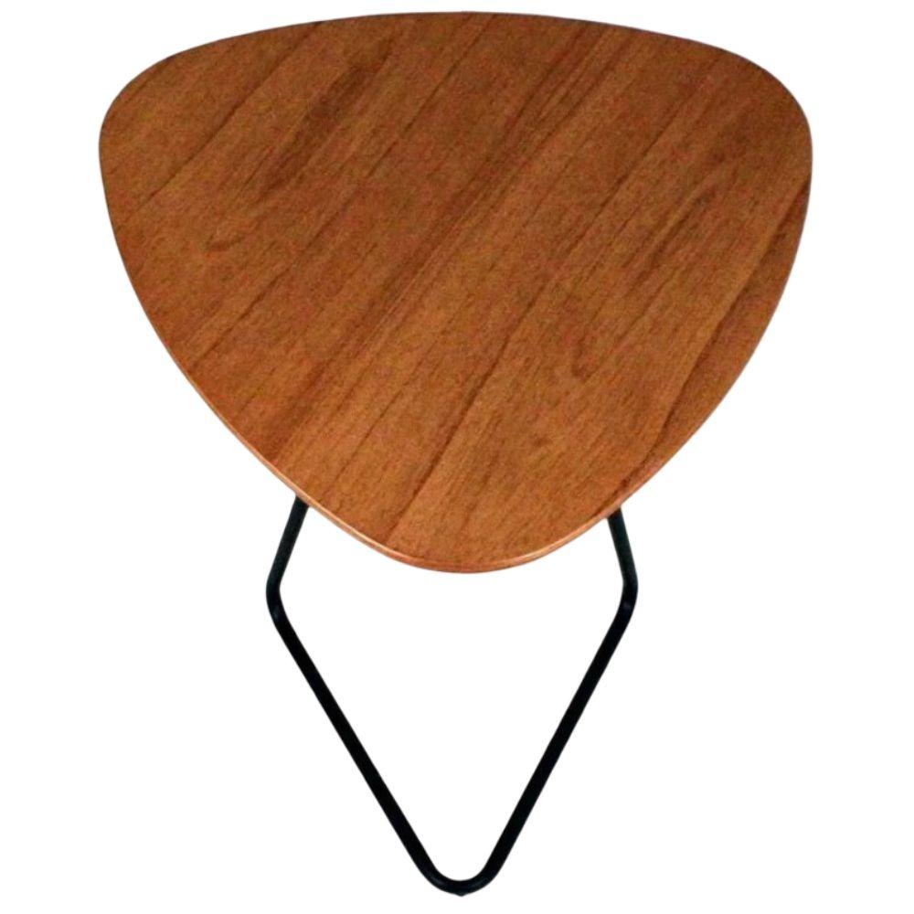 Mesa de Apoio para Sofá Folha Castanho em Metal Preto 69 cm