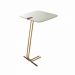 Mesa de Apoio para Sofá Off White com Base em Metal Dourado