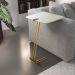Mesa de Apoio para Sofá Off White com Base em Metal Dourado