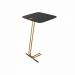 Mesa de Apoio para Sofá Preto com Base em Metal Dourado