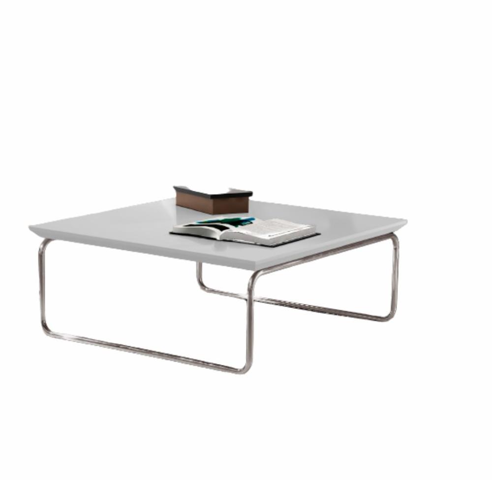 Mesa de Centro Munique 70x70 cm Branco com Base Cromada