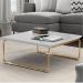 Mesa de Centro Munique 70x70 cm Branco com Base Dourada
