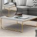 Mesa de Centro Munique 70x70 cm Branco com Base Dourada