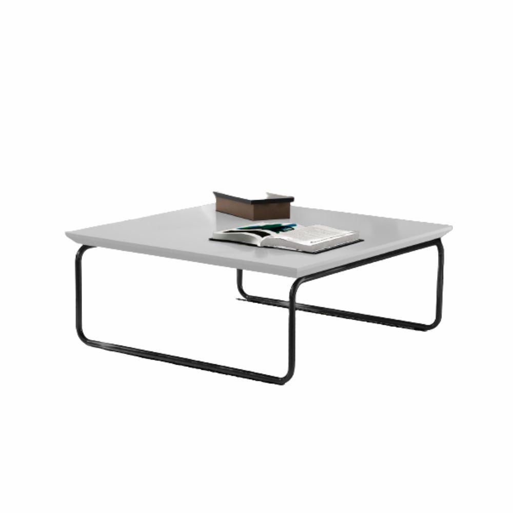 Mesa de Centro Munique 70x70 cm Branco com Base Preta
