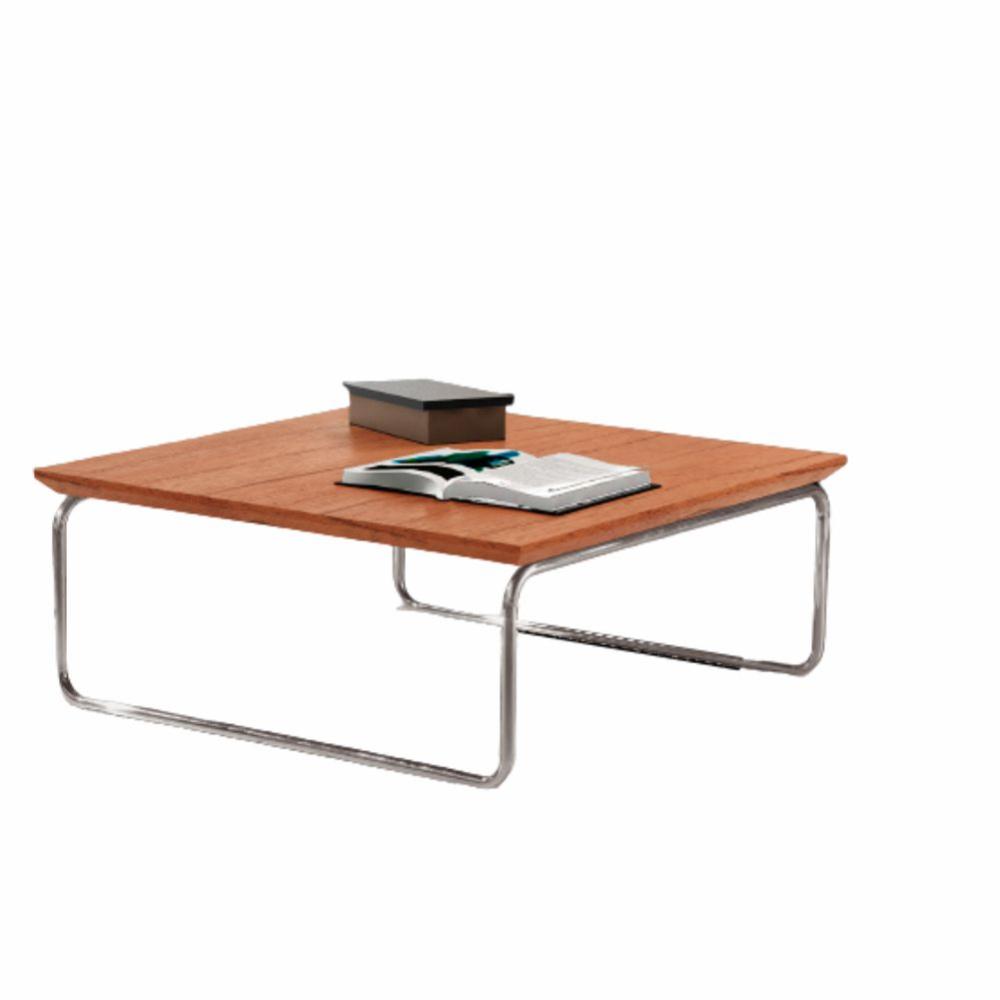 Mesa de Centro Munique 70x70 cm Castanho com Base Cromada