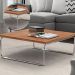 Mesa de Centro Munique 70x70 cm Castanho com Base Cromada