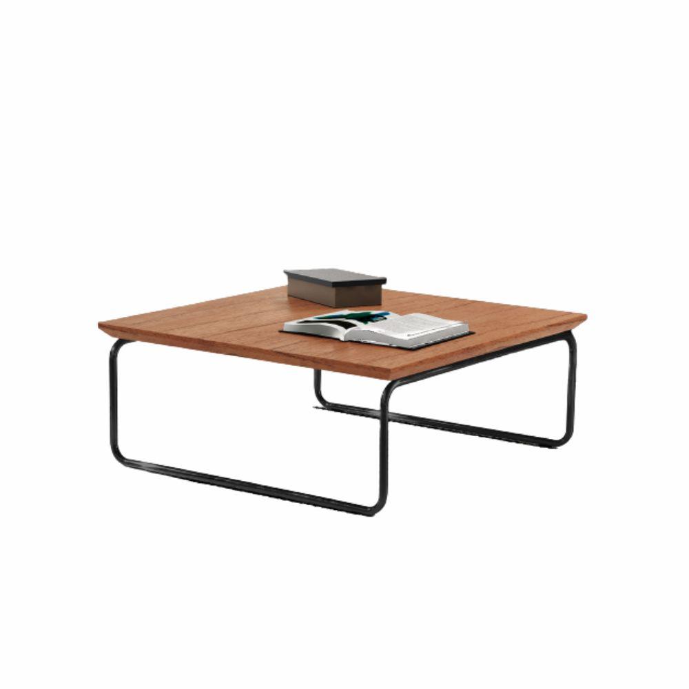 Mesa de Centro Munique 70x70 cm Castanho com Base Preta