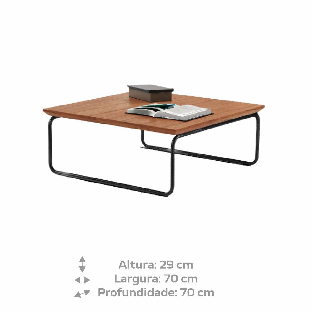 Mesa de Centro Munique 70x70 cm Castanho com Base Preta