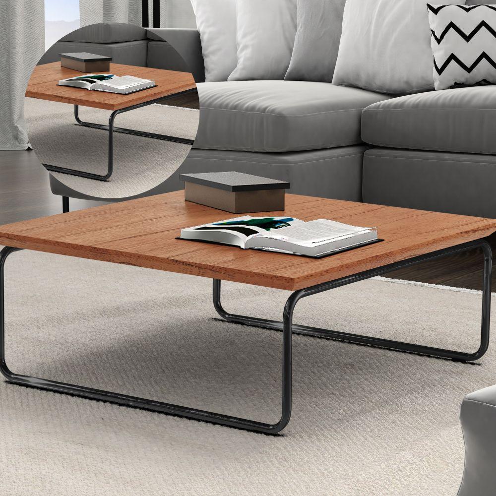 Mesa de Centro Munique 70x70 cm Castanho com Base Preta