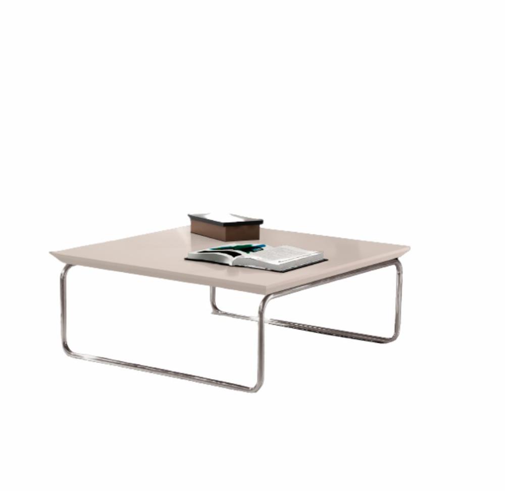 Mesa de Centro Munique 70x70 cm Off White com Base Cromada