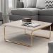 Mesa de Centro Munique 70x70 cm Off White com Base Dourada