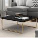 Mesa de Centro Munique 70x70 cm Preto com Base Dourada