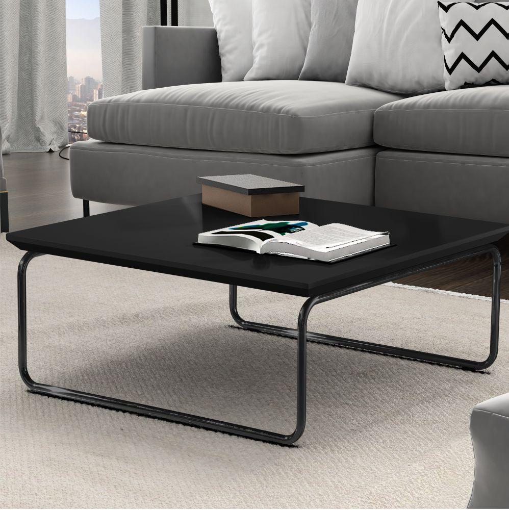 Mesa de Centro Munique 70x70 cm Preto com Base Preta