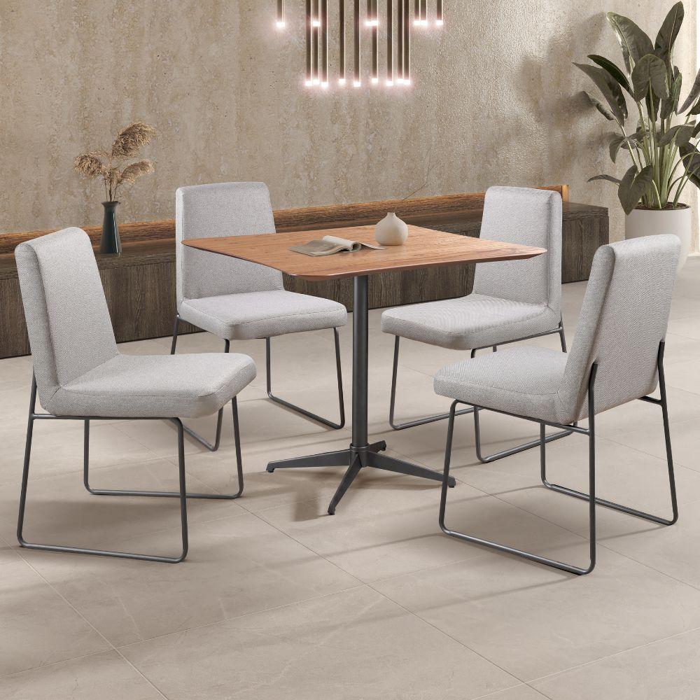 Mesa de Jantar Copa Quadrada Castanho com Metal Grafite 90cm