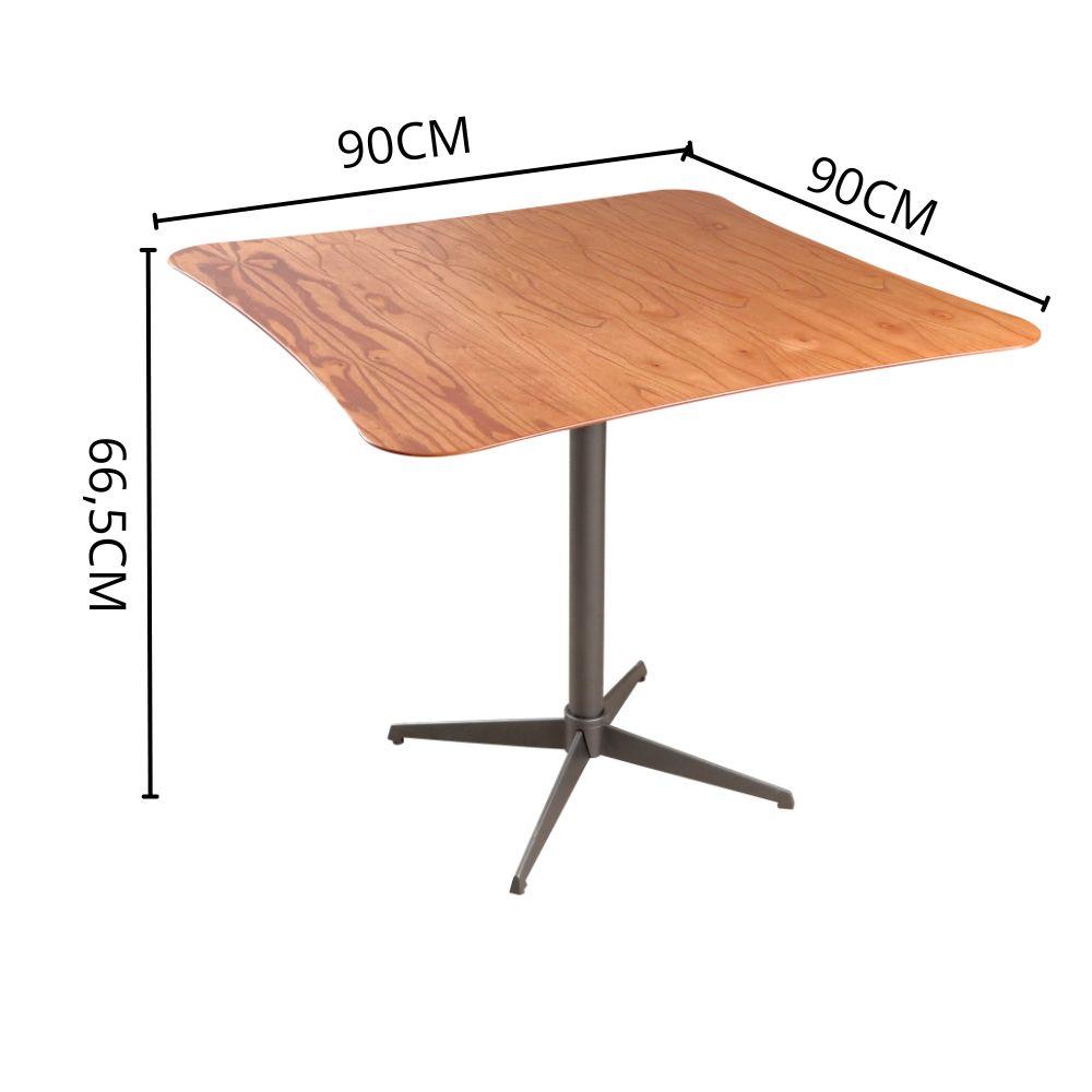 Mesa de Jantar Copa Quadrada Castanho com Metal Grafite 90cm
