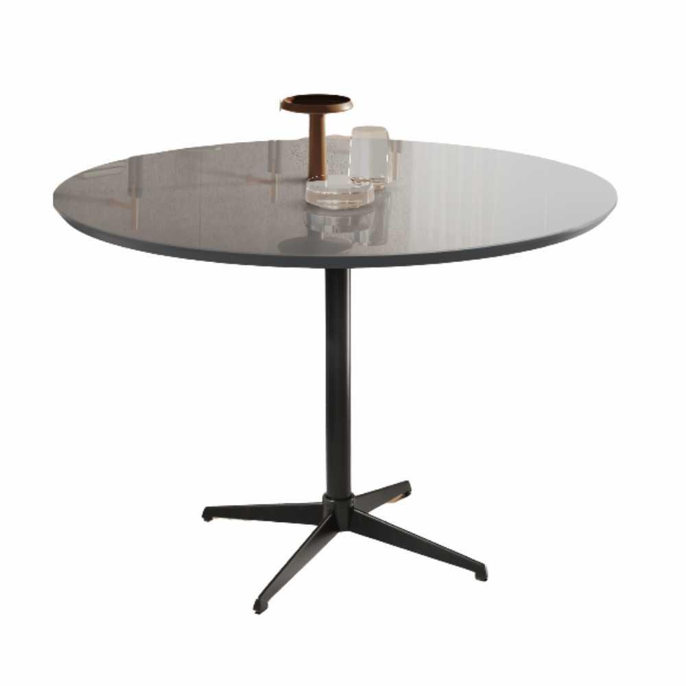 Mesa de Jantar Sofia MDF Laqueado Concreto 90 cm Pé em Metal Preto