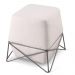 Puff Cast Decorativo Linho Palha Base Metal Grafite
