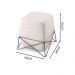 Puff Cast Decorativo Linho Palha Base Metal Grafite