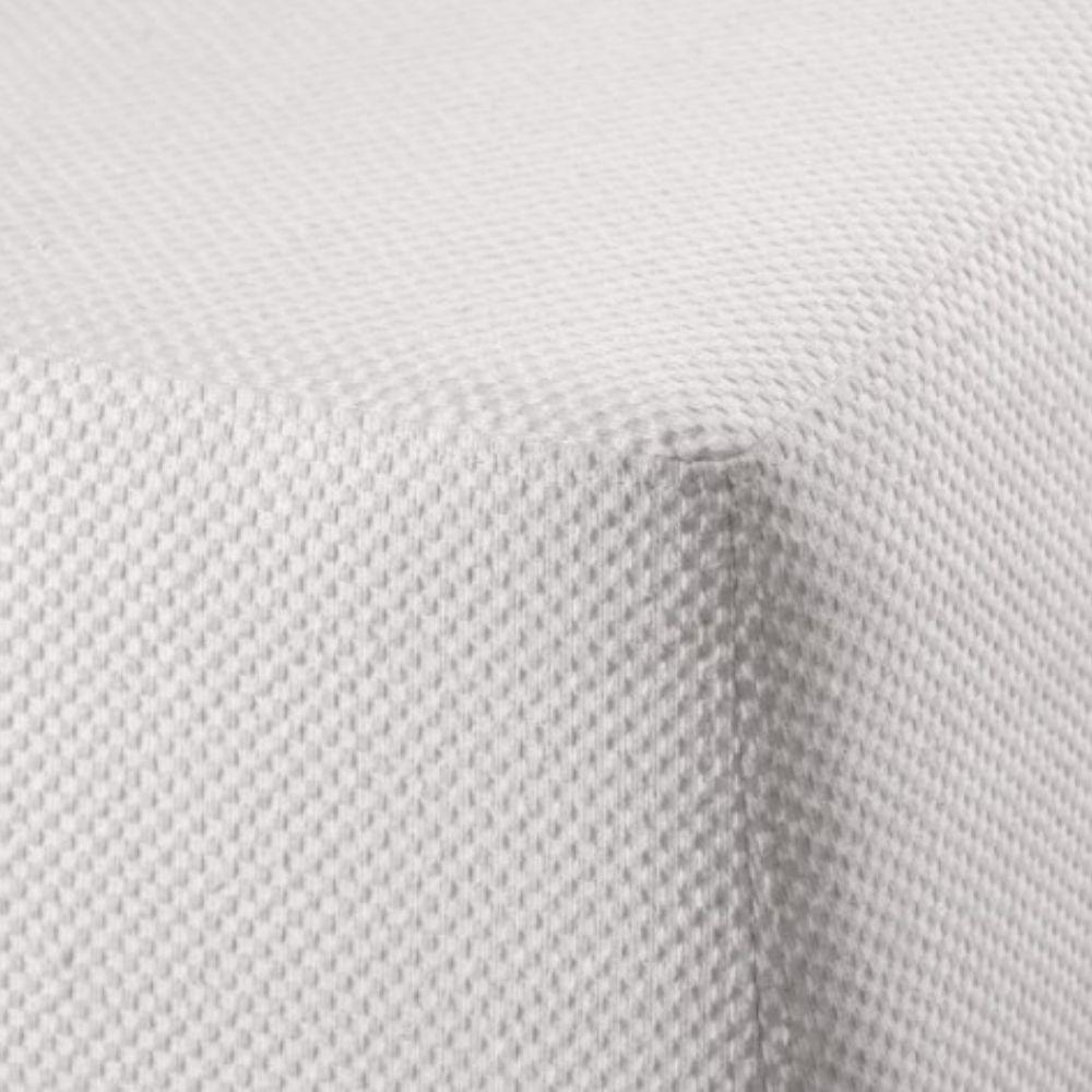 Puff Cast Decorativo Linho Palha Base Metal Grafite