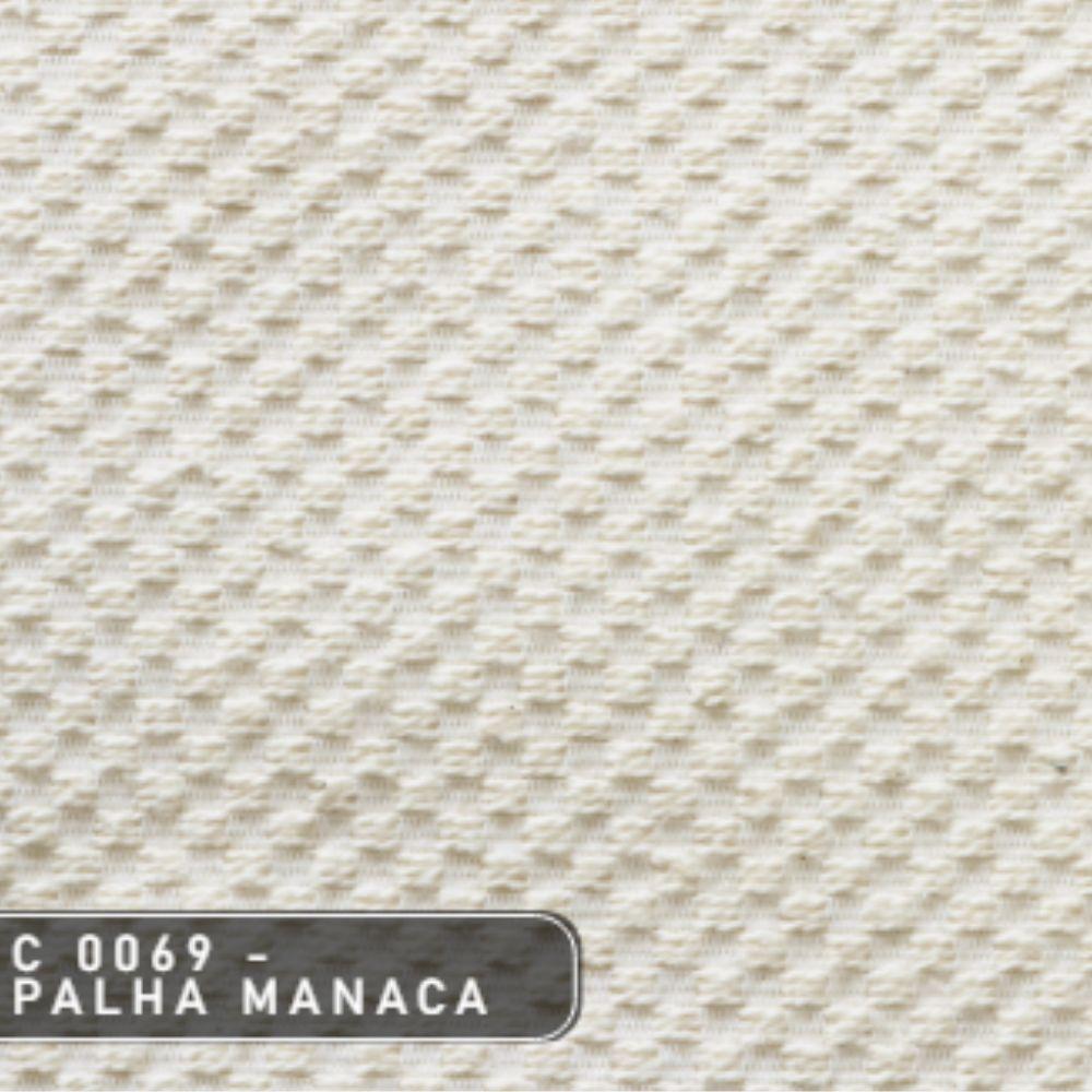 Puff Cast Decorativo Linho Palha Base Metal Grafite