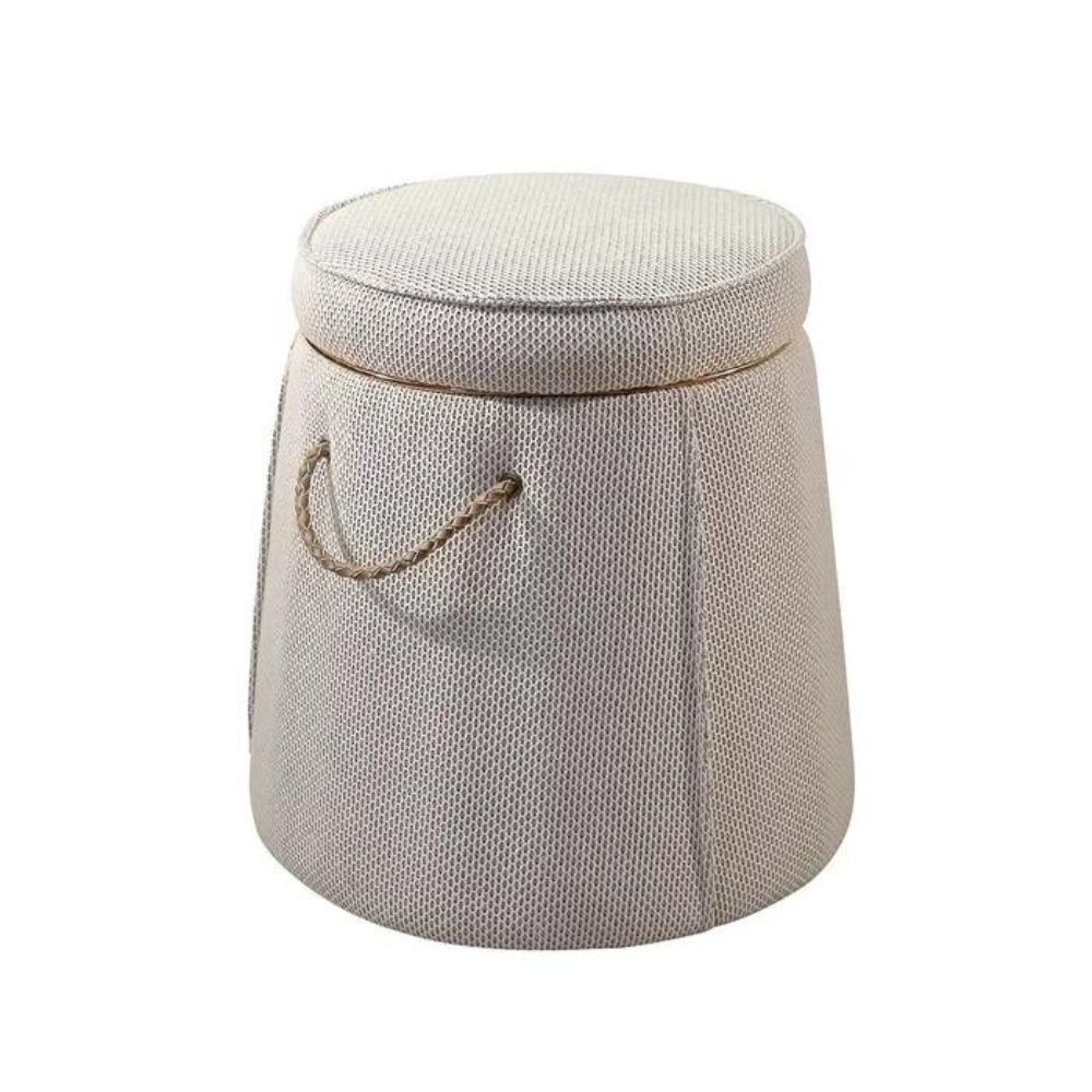 Puff Catar Decorativo Jacquard Bolonha Palha