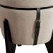 Puff Flex Jacquard Palha Pés de Madeira Preto