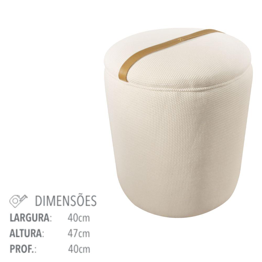 Puff Maré Decorativo Linho Palha