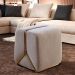 Puff Slim Decorativo com Linho Bolonha e Base Dourada