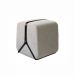 Puff Slim Decorativo com Linho Claro e Base Preta
