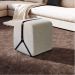Puff Slim Decorativo com Linho Claro e Base Preta