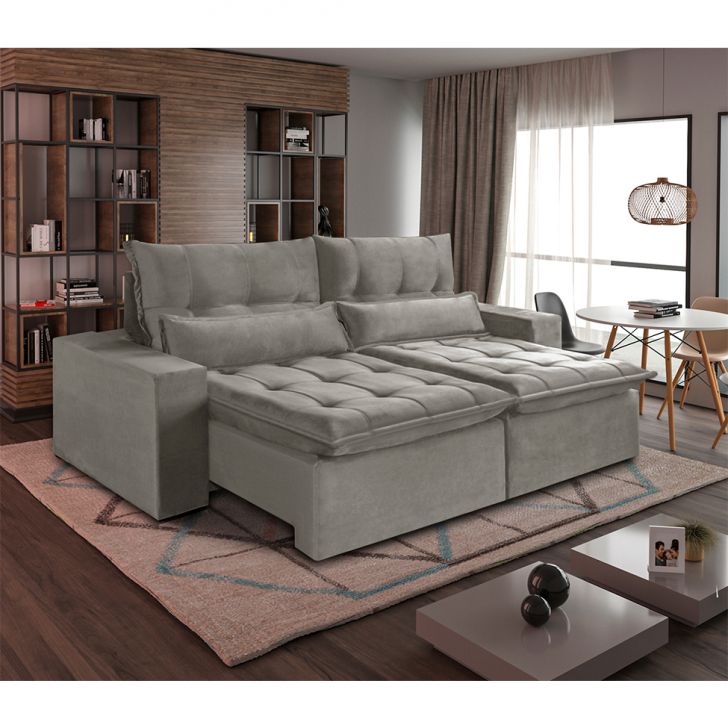 Sofá 3 Lugares Living Veneza Magazin Branco 200cm