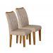  Kit 02 Cadeiras Sala de Jantar Larissa New MDF Moveis Leifer Freijó, Linho Bege